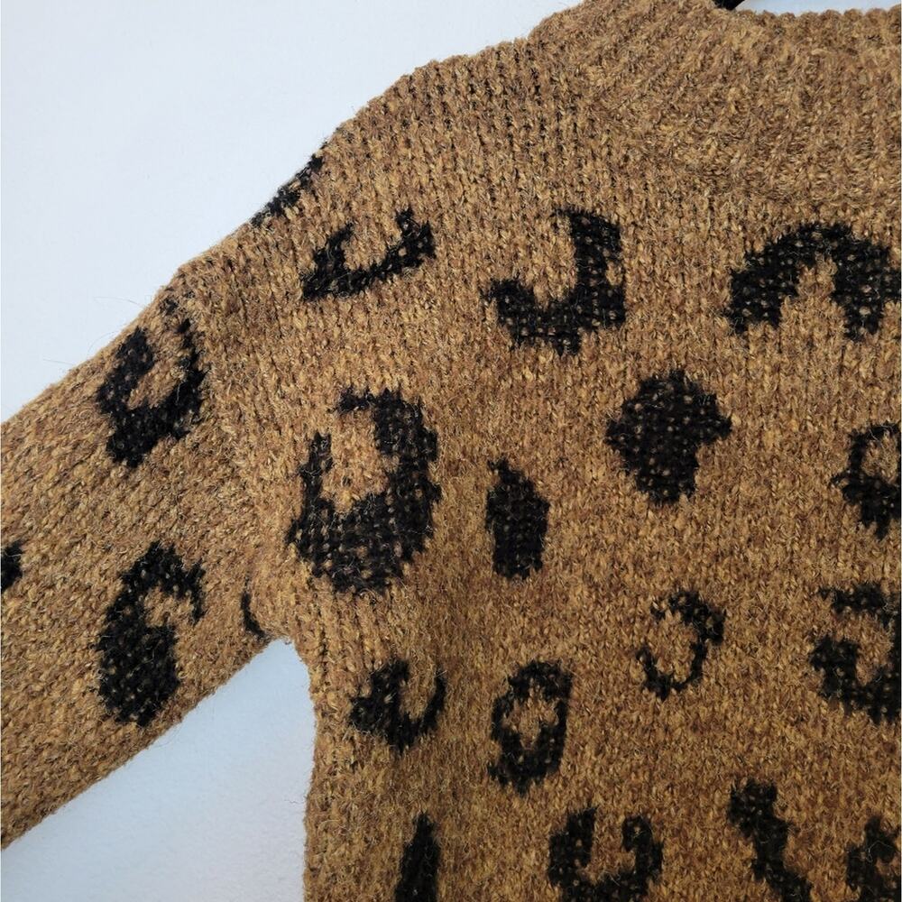UNIVERSAL THREAD Brown Leopard Animal Print Chunky Knit Mockneck Sweater Sz S - Picture 7 of 12